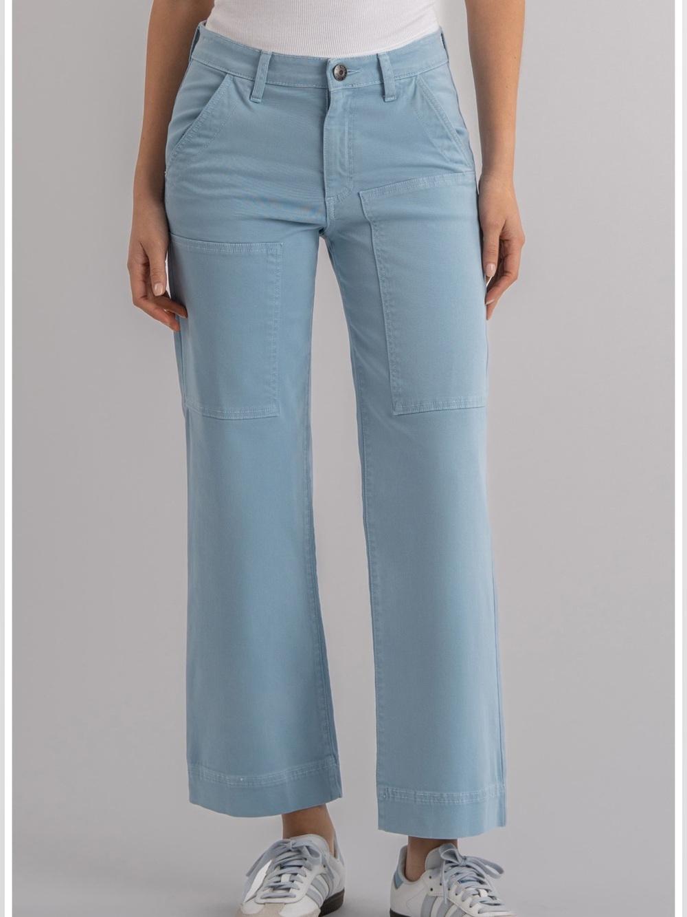 KUT High Waist Powder Blue Ankle Wide Leg Utility Pants